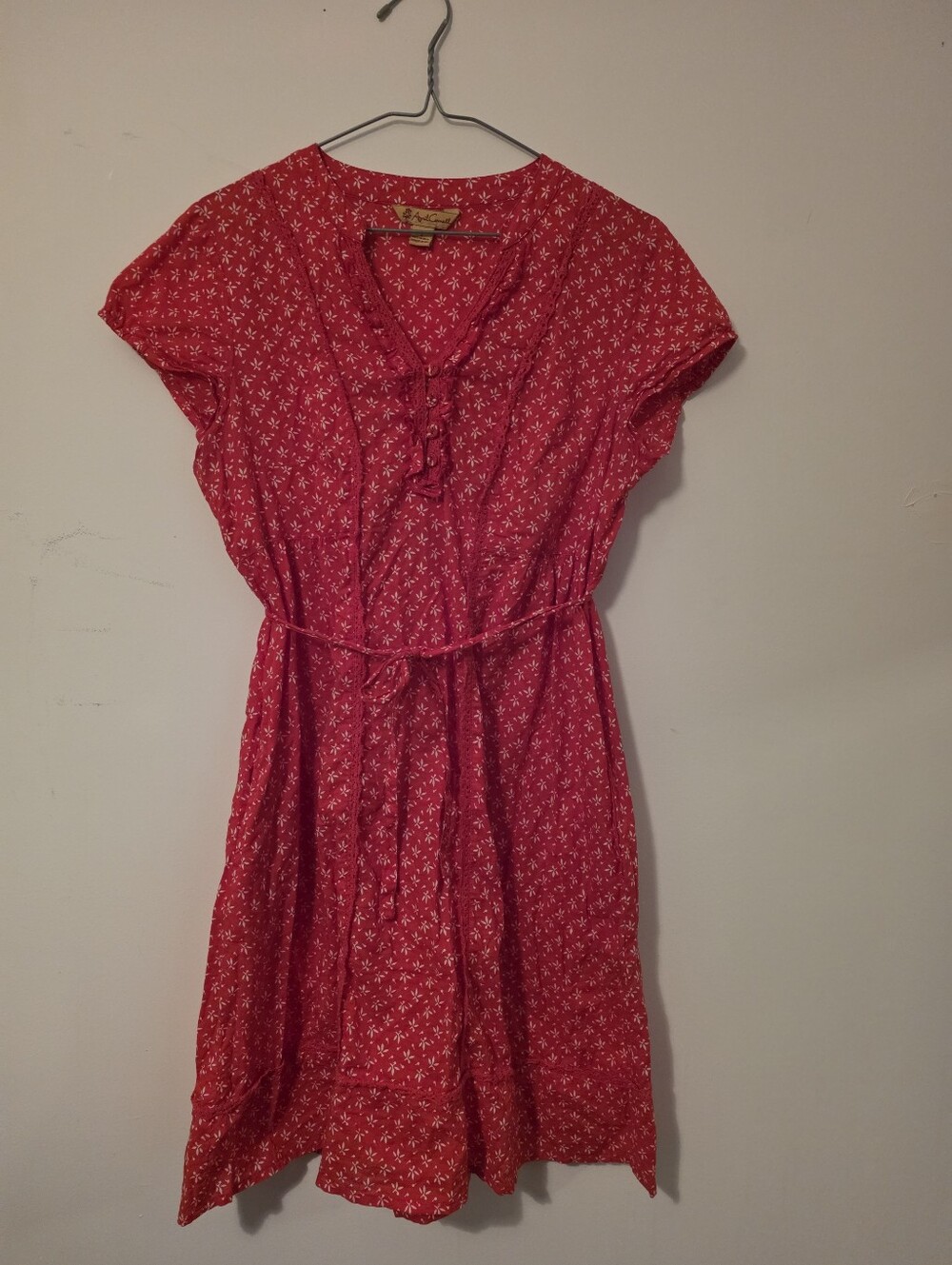 April Cornell, Size Small, red cap-sleeve summer dress
